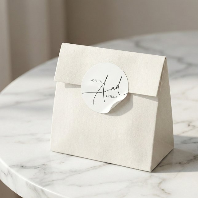 Adesivo Casamento Minimalista do Monograma de Caligrafia (Criador carregado)
