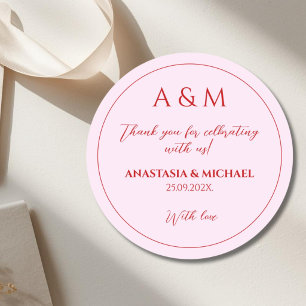 Adesivo Casamento minimalista moderno em rosa e vermelho