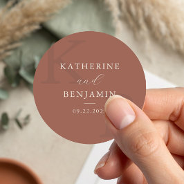 Adesivo Casamento Minimalista Monograma Terracota Moderna