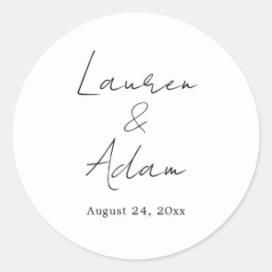 Adesivo Casamento Minimalista Preto e Branco Chic Script