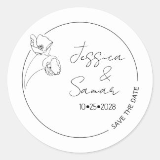 Adesivo Casamento Minimalista Save The Date Papoula