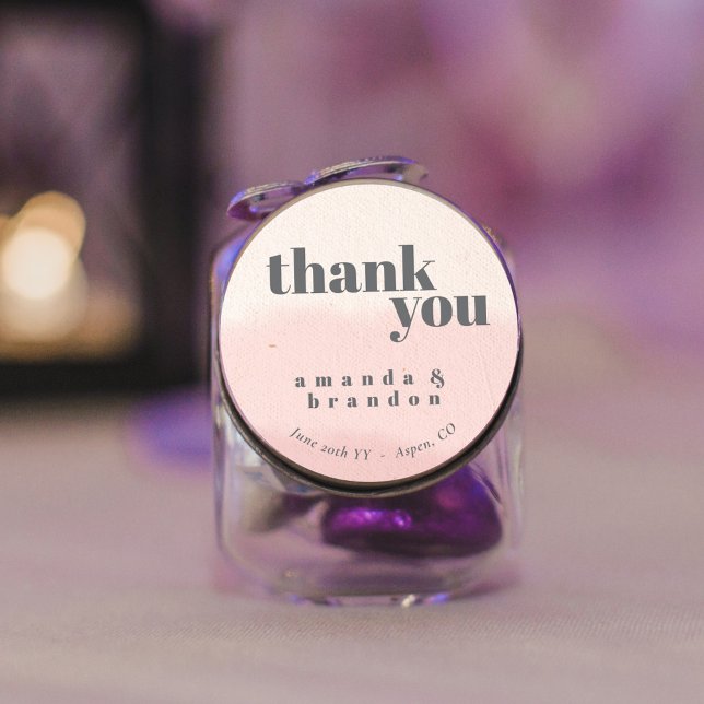 Adesivo Casamento Mínimo De Blush Bloom Bold Script Obriga (Criador carregado)