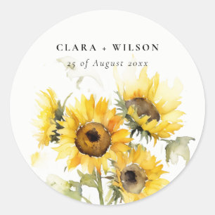 Adesivo Casamento Mínimo de Boho Watercolor Sunflower Rust