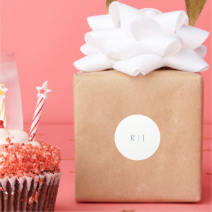 Adesivo Casamento Mínimo de Iniciais de Monograma Azul Dus