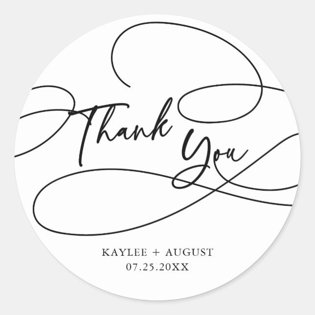 Adesivo Casamento Mínimo do Rico Moderno "Obrigado" (Frente)