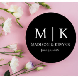 Adesivo Casamento Mínimo e Elegante de Monograma Branco e