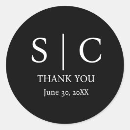 Adesivo Casamento Mínimo e Elegante de Monograma Branco e