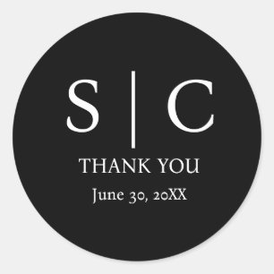 Adesivo Casamento Mínimo e Elegante de Monograma Branco e