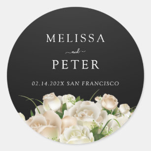 Adesivo Casamento Mínimo Elegante Negro Branco Floral