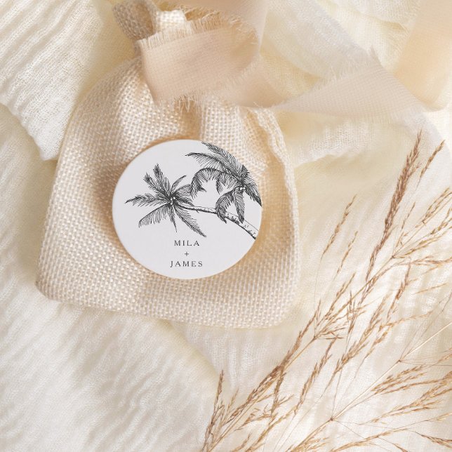 Adesivo Casamento Mínimo Elegante Tropical Moderno (Fully customizable stickers!)