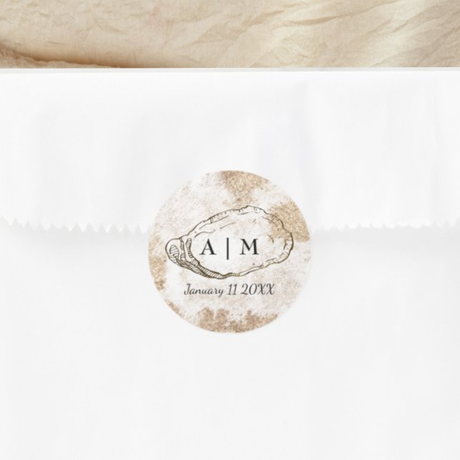 Adesivo Casamento Mínimo Moderno de Ostras de Aquarelas (Criador carregado)