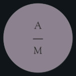 Adesivo Casamento Mínimo Monograma Trendy Chic Dusty Purpl<br><div class="desc">Monograma Minimalista Típico Típico Típico Clássico de Casamento em Boho Dusty Purple</div>