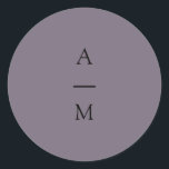 Adesivo Casamento Mínimo Monograma Trendy Chic Dusty Purpl<br><div class="desc">Monograma Minimalista Típico Típico Típico Clássico de Casamento em Boho Dusty Purple</div>