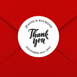 Adesivo Casamento Mínimo Personalizado, Obrigado