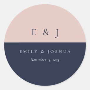 Adesivo Casamento Moderno Azul-Marinho Blush