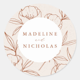 Adesivo Casamento Moderno Botânico Floral Creme e Canela