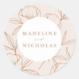 Adesivo Casamento Moderno Botânico Floral Creme e Terracot
