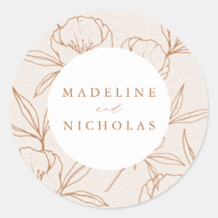 Adesivo Casamento Moderno Botânico Floral Creme e Terracot
