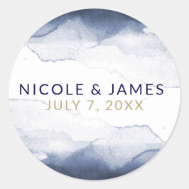 Adesivo Casamento Moderno Chic Azul Naval Aquarela