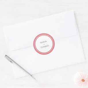 Adesivo Casamento Moderno com Borda Negrito Rosa Coral