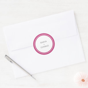 Adesivo Casamento Moderno com Borda Rosa Vibrante