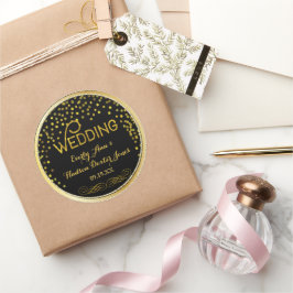 Adesivo Casamento Moderno Confetti Dourado e Negro