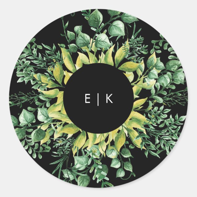 Adesivo Casamento Moderno de Folha Verde Fresca (Frente)