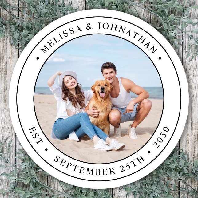 Adesivo Casamento Moderno de Foto Personalizado (Criador carregado)