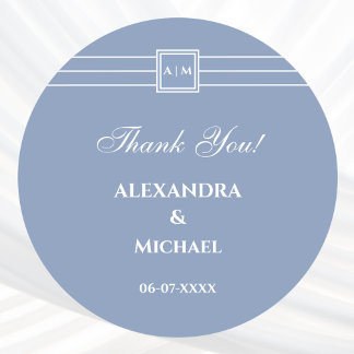 Adesivo Casamento Moderno De Poeira Azul Muito Obrigado