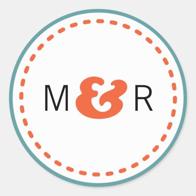 Adesivo Casamento Moderno de Teal & Orange Chevron & Loveb (Frente)