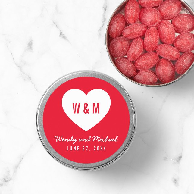 Adesivo Casamento Moderno do Coração do Monograma de Fundo (Criador carregado)