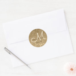 Adesivo Casamento Moderno do Monograma Dourado Elegante