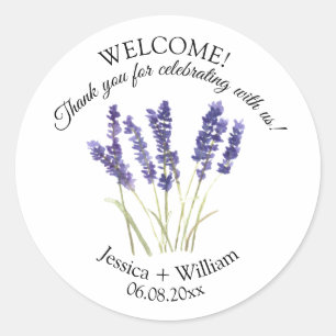 Adesivo Casamento Moderno Floral de lavanda Watercolor