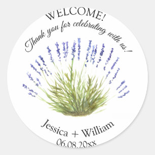 Adesivo Casamento Moderno Floral de lavanda Watercolor