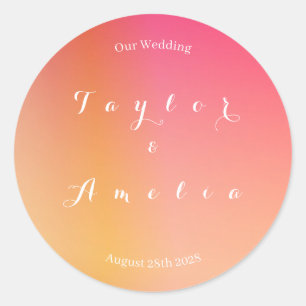 Adesivo Casamento Moderno Laranja Peach Ombre