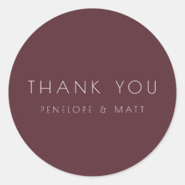 Adesivo Casamento Moderno Minimalista Obrigado Burgundy