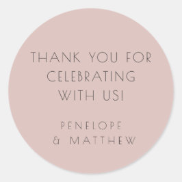 Adesivo Casamento Moderno Minimalista Obrigado Dusty Blush