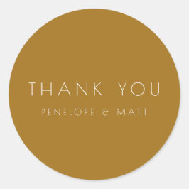 Adesivo Casamento Moderno Minimalista Obrigado Ochre Doura