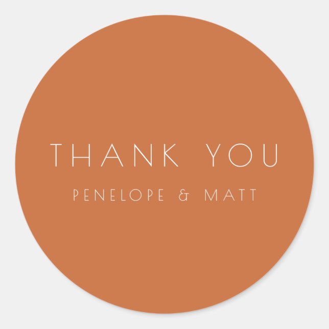 Adesivo Casamento Moderno Minimalista Obrigado Queimado La (Frente)