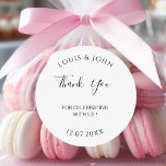 Adesivo Casamento Moderno Obrigado Casamento Personalizado<br><div class="desc">Casamento Moderno Obrigado Vossa Personalização Clássica De Casamento</div>