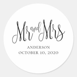 Adesivo Casamento moderno preto e branco. Sr e sra simples