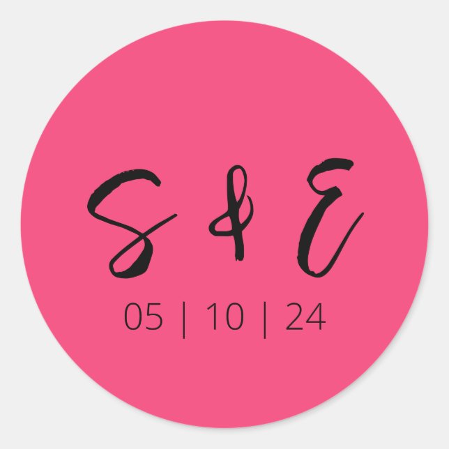 Adesivo Casamento Moderno Rosa Quente (Frente)