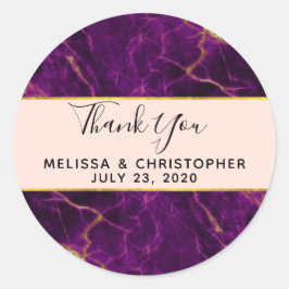 Adesivo Casamento Moderno Roxo e Dourado Abstrato Marble