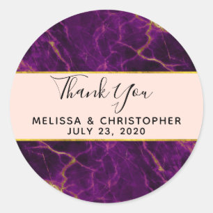 Adesivo Casamento Moderno Roxo e Dourado Abstrato Marble