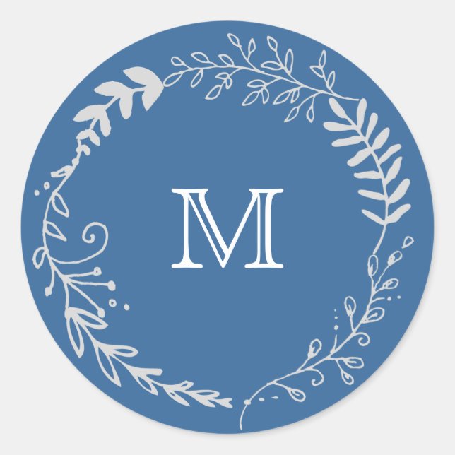 Adesivo Casamento monocromático elegante da grinalda azul (Frente)