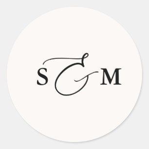 Adesivo Casamento Monograma Ampersand Script Marfim