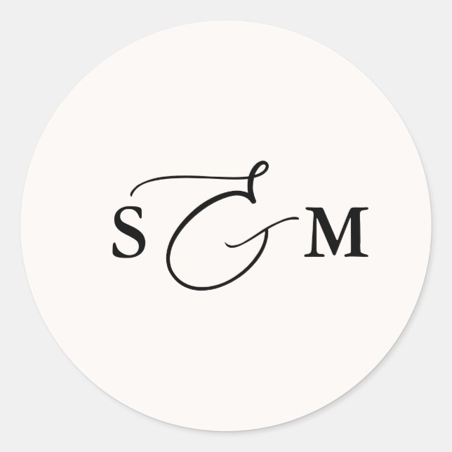 Adesivo Casamento Monograma Ampersand Script Marfim (Frente)