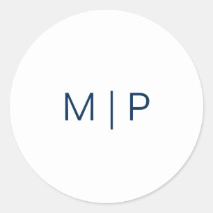 Adesivo Casamento Monograma Azul-Marinho Simples Moderno