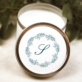 Adesivo Casamento Monograma Azul Teal Coroa Grafia Clássic