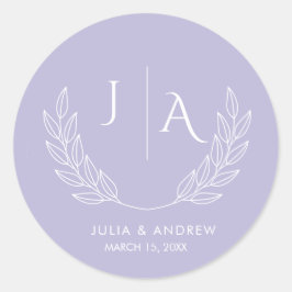 Adesivo Casamento Monograma cor-de-rosa lavanda minimalist